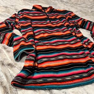 Sterling Kreek Striped Half-Zip Pullover in Multi-Color Serape Stripe 2X